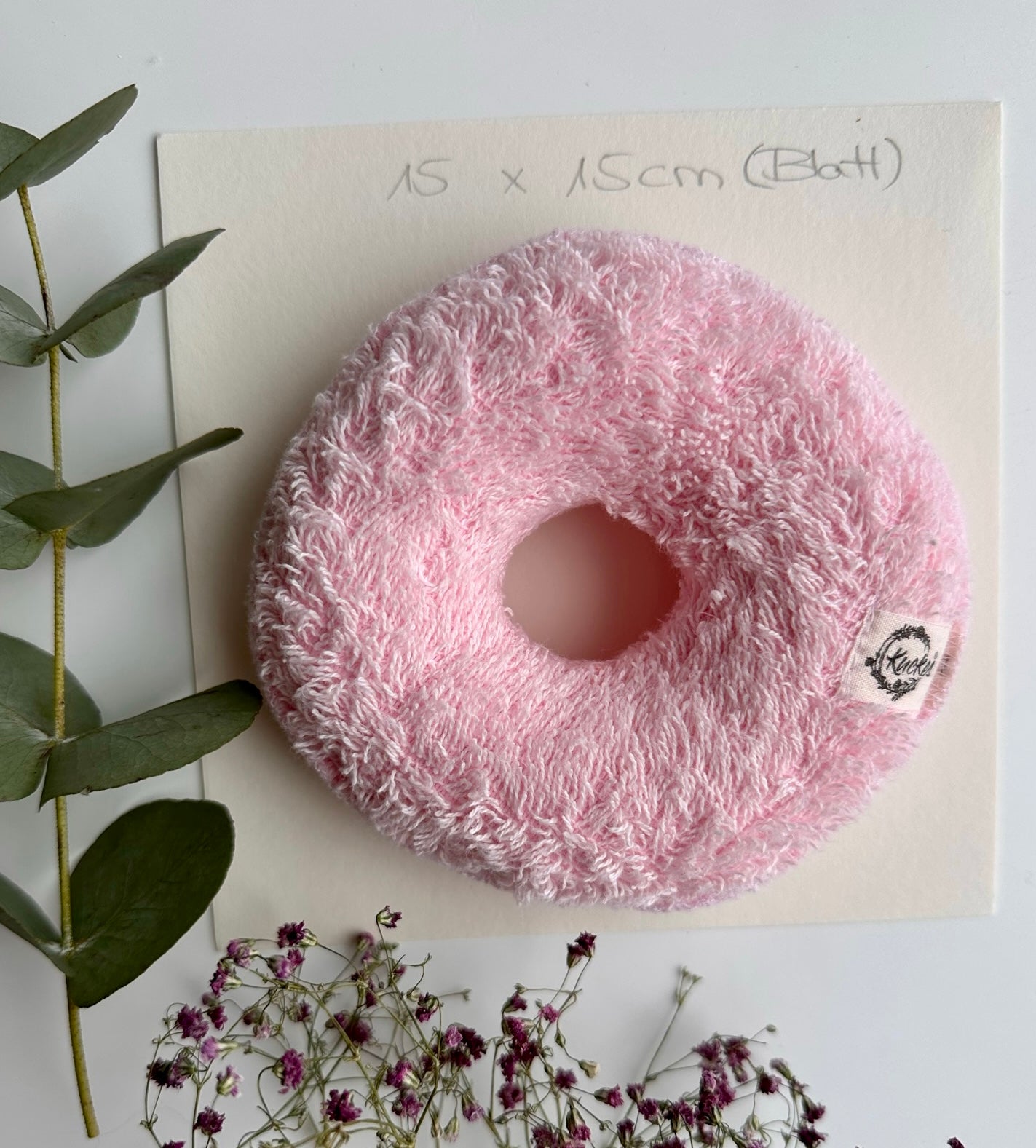 Waschbare und trocknergeeignete Brustdonuts (Möppis) verschiedenfarbig in rosa.